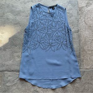 Sandra Angelozzi baby blue viscose blouse with bead detail XS